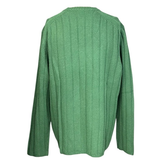 Gap XL Lambswool Ribbed Knit Sweater Crew Neck Green Vintage - Picture 3 of 8